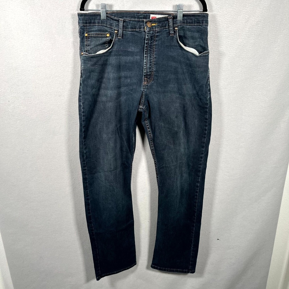 Wrangler Straight Fit‎ Jeans Mens 34 Blue Denim Dark Wash Streetwear Casual